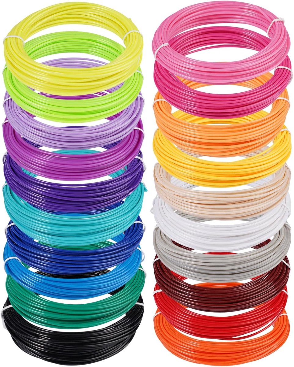 3D Pen Filament 20 Kleuren - 1.75mm PLA Draad - Biologisch Afbreekbaar - Veilig voor Kinderen - SnelShoppen