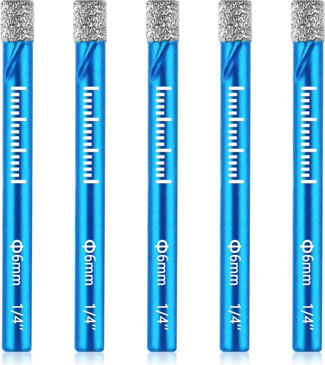 Diamantboorset 6 mm - 5 Delig - Hex Shank - Voor Keramiek en Tegels - SnelShoppen