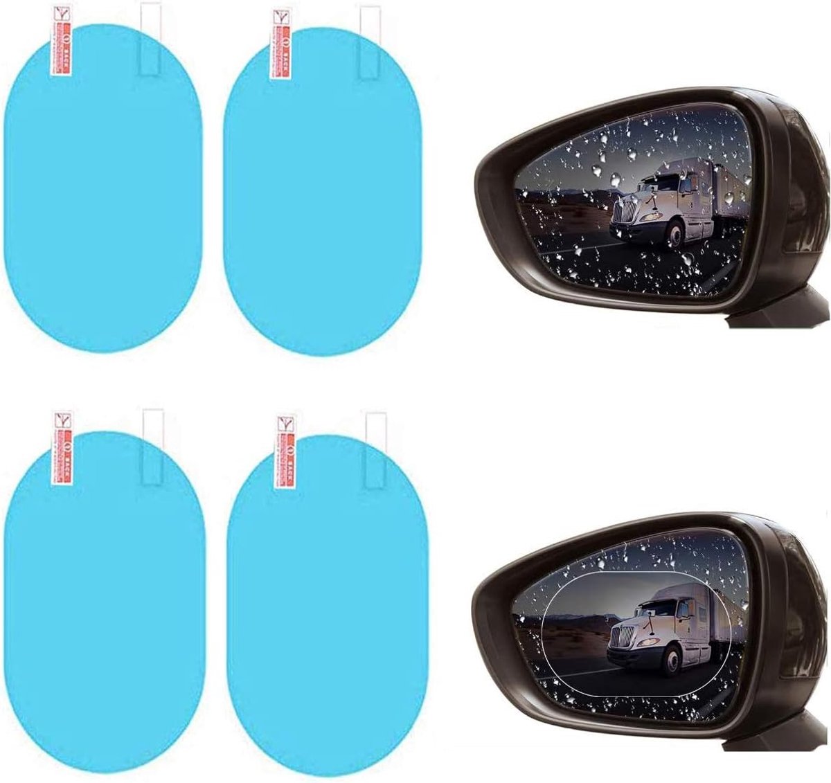 Achteruitkijkspiegel folie set van 4 - HD waterdicht anti-fog film - heldere visie - veilig rijden - SnelShoppen