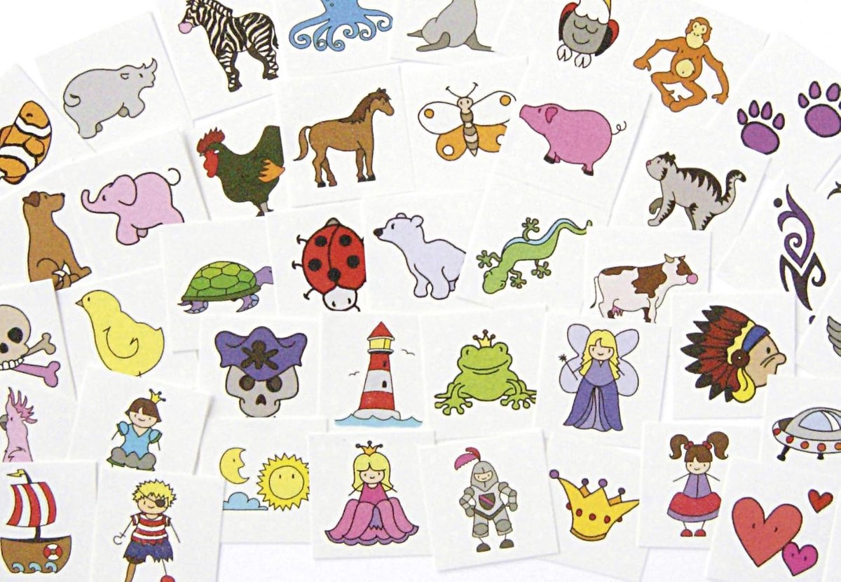 Tattoo set voor kinderen - 50 delen - kleurrijk - creatief plezier - SnelShoppen