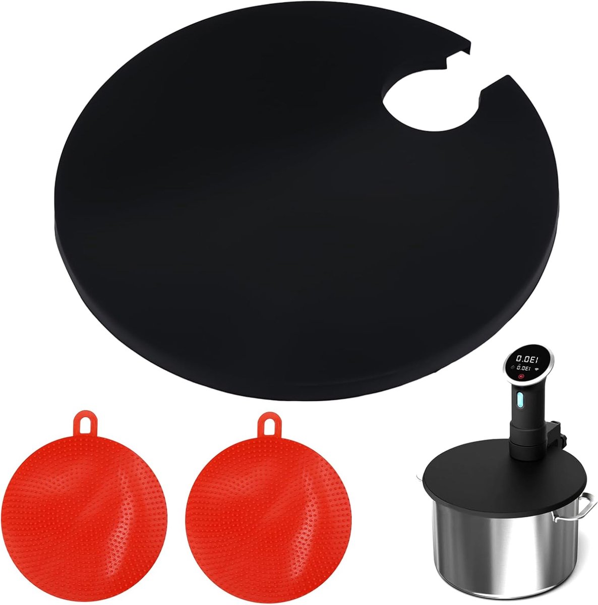 Sous Vide Silicone Deksel 28cm - 3 Stuks - Antikleefmateriaal - Eenvoudig schoonmaken - SnelShoppen