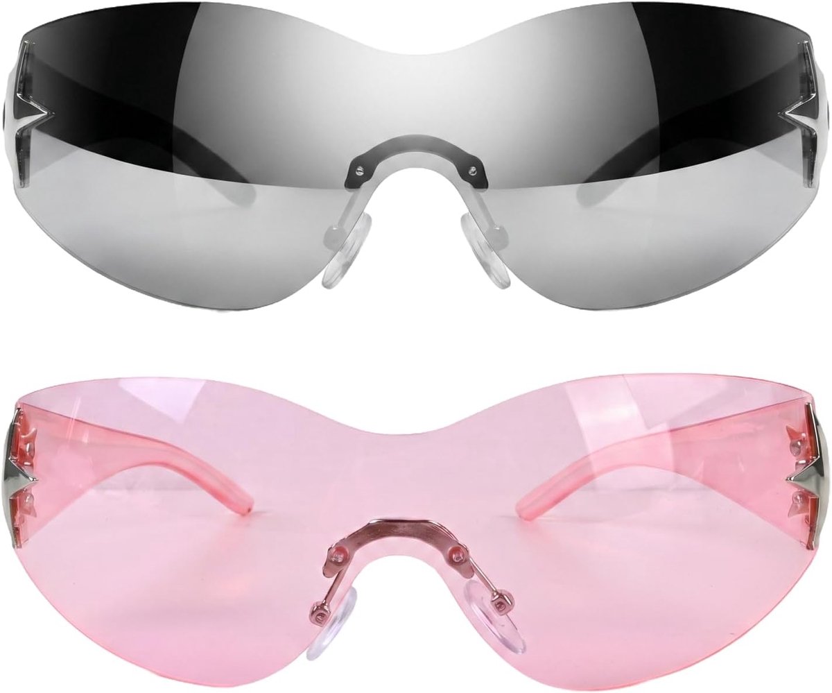 Zonnebril Wrap Around - Frameless Design - Stervormige Accenten - Ideaal voor Buitenactiviteiten - SnelShoppen