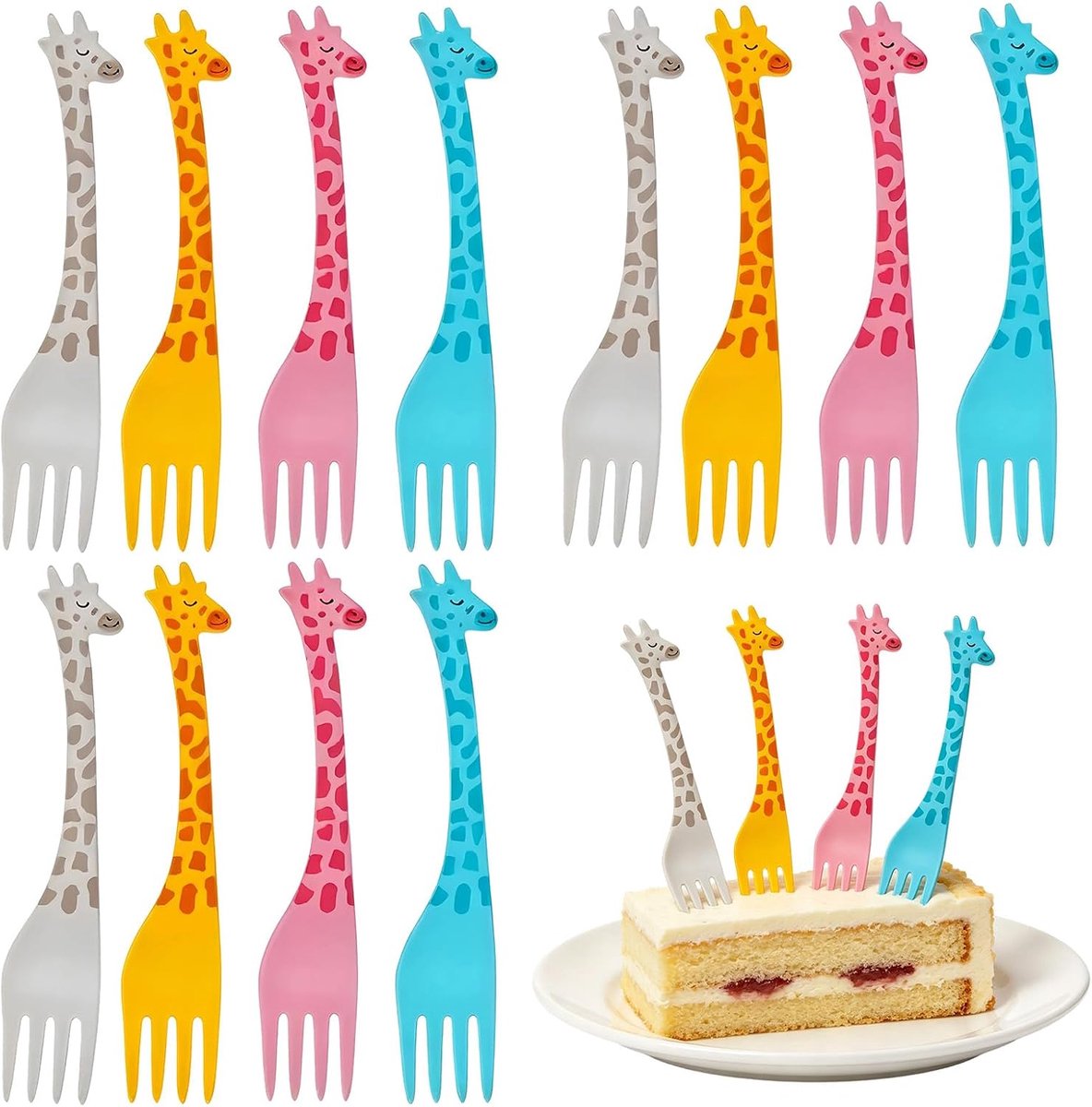 Fruitvorken - mini-giraffe - herbruikbaar - perfect voor kinderfeestjes - SnelShoppen