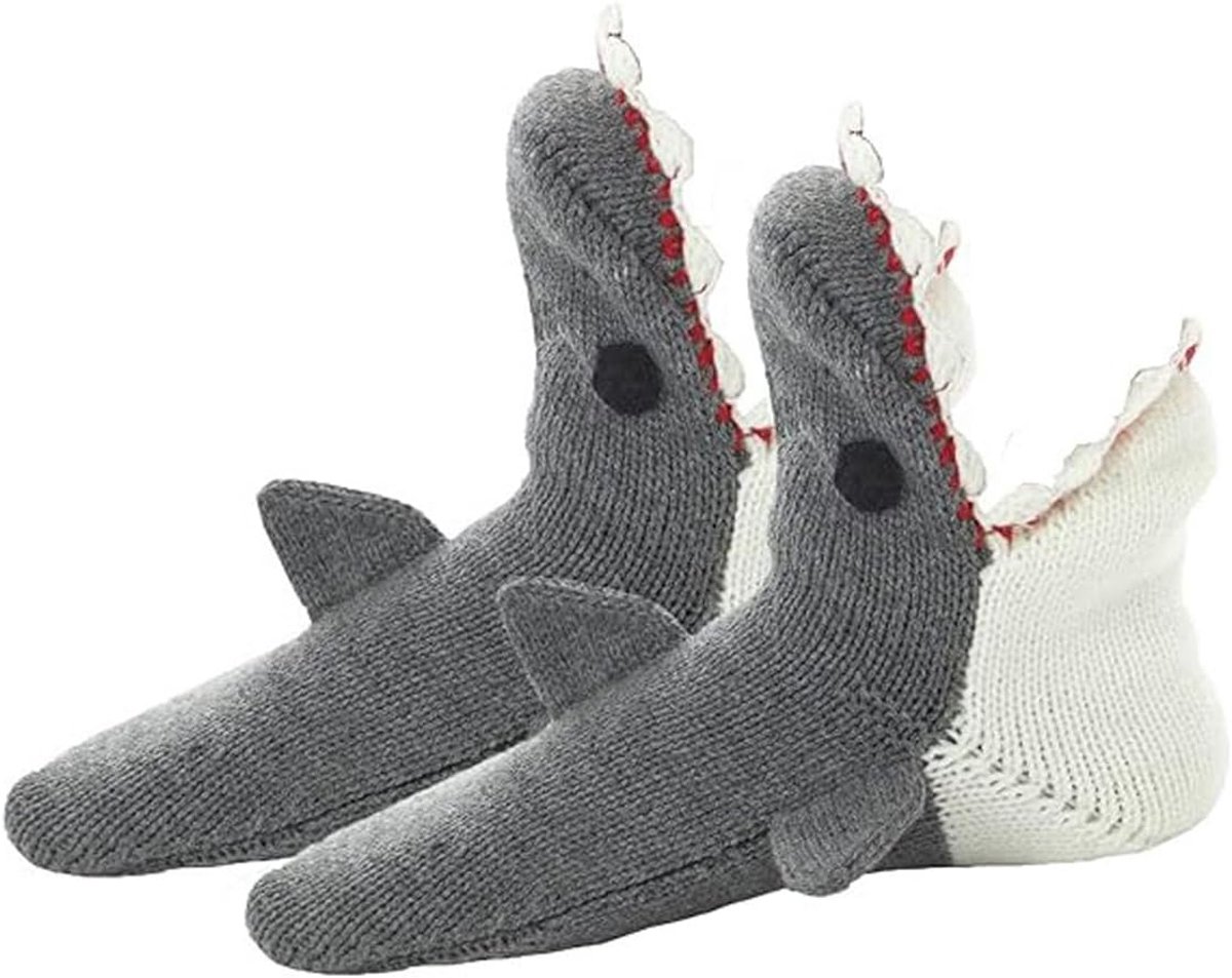 Gebreide Dames Vloersokken - Grappige Haai Cartoon - Warm en Antislip - Ideaal voor Binnengebruik - SnelShoppen