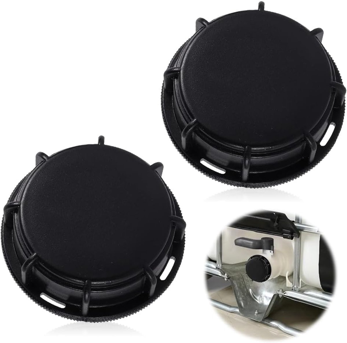 IBC Tankafdekking S60 - Eindkap - Tankaccessoires - Ventiel - Slangaansluiting - Buisconnector - Waterdicht afdichtingsmechanisme - Tankdop