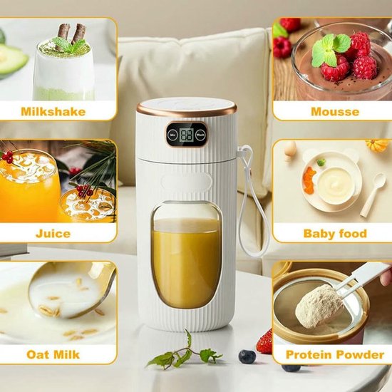 Draagbare Blender - Sapcentrifuge Mixermachine - Smoothies Maken - Snoerloos Ontwerp - USB-C Oplaadbaar - Zwart — afbeelding 5