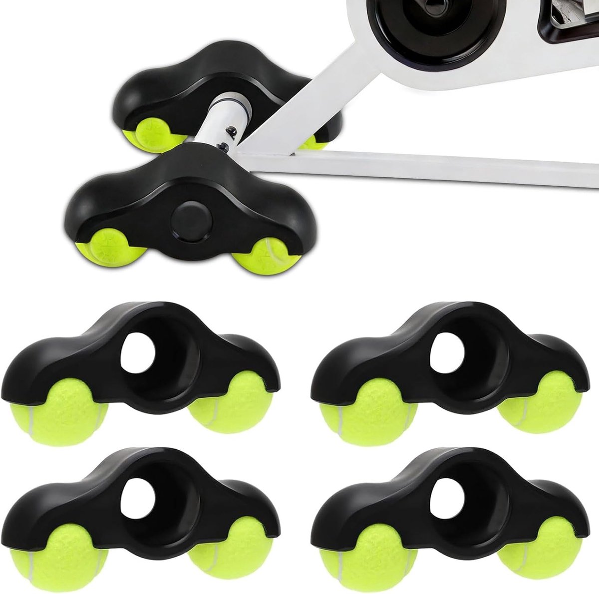 SnelShoppen - 4 Stuks Rocker Plate Voeten voor Fietstrainer, Indoor Cycling Snap Rocker Adapters met 8 Tennisballen, Draagbare Wipplaten Fietstraining