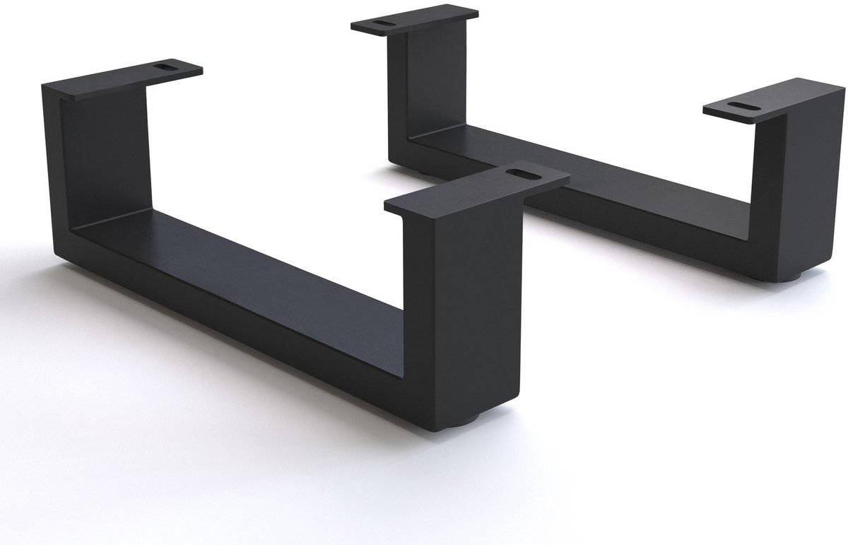 Pootglijder metaal zwart 12,5 cm voor kastmeubels met een diepte van 45 cm (set van 2)
