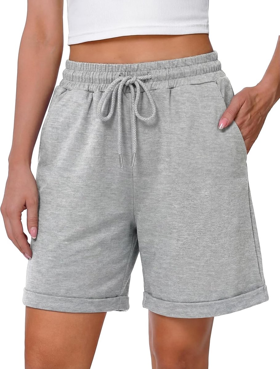 Korte sportshorts dames - katoen - met zakken - ideaal voor yoga en joggen - SnelShoppen