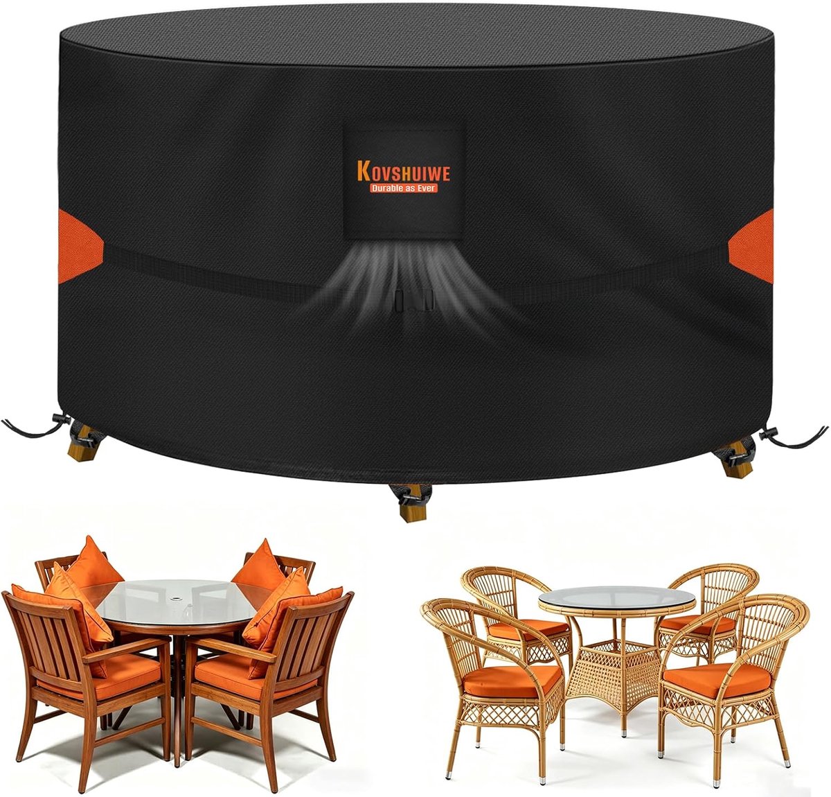Tuinmeubelhoes Rond 128 cm - Waterdicht Oxford Stof - UV-Bescherming - Ideaal voor Tafelbescherming - SnelShoppen