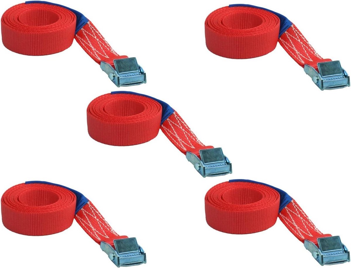 Bevestigingsriemen - Spanbanden Sjorbanden - Vastzetten Bagage - Snelsluiting Gesp - 5 x 1 Meter - Zwart