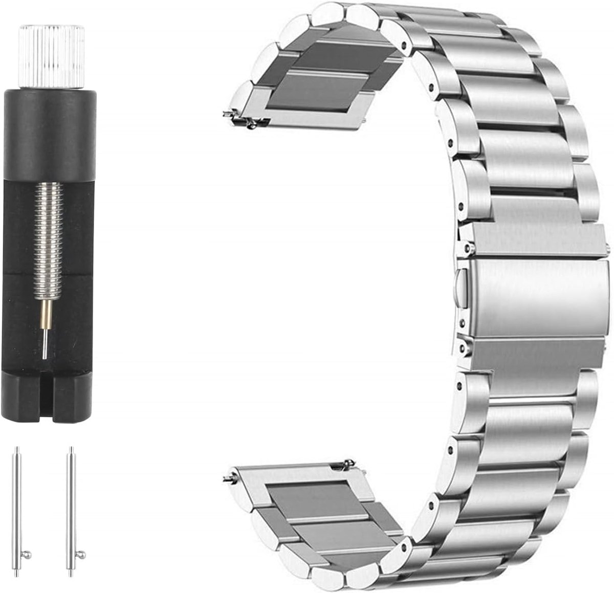 Horloge Band 20mm - Gelakt Rvs - Dubbele Vouwsluiting - Ideaal voor vervanging - SnelShoppen