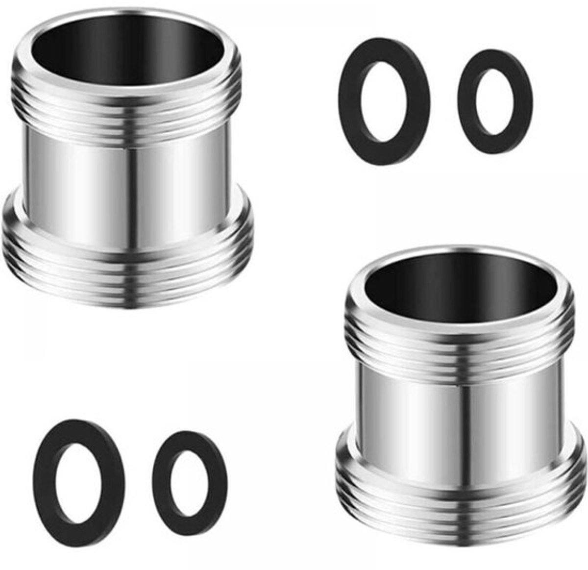 2 stuks dubbele schroefdraadadapters M22 naar M24 - kraanadapter buitendraad kraan beluchter connector geschikt met rubberen afdichting voor keukenkranen, waterfilter