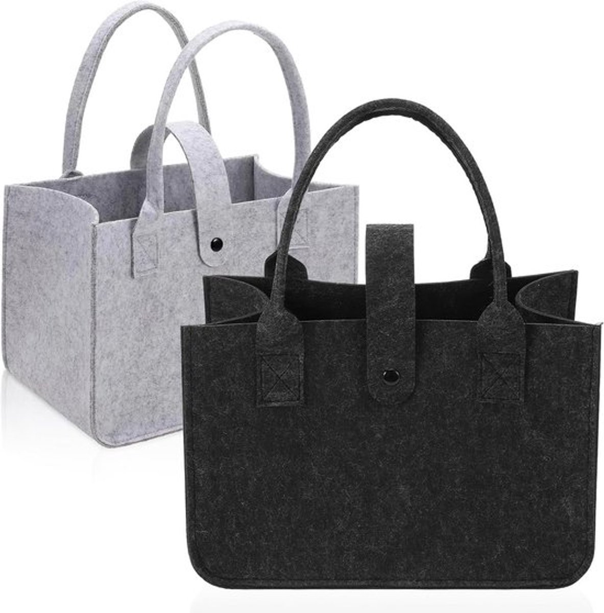 Set van 2 Opvouwbare Vilten Tassen - Stevige Boodschappentas en Shopper