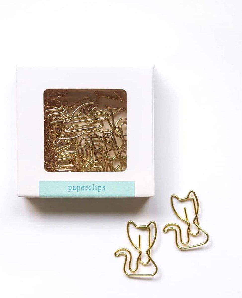 Paperclips kat - 20 stuks - goud kleur - perfect voor je papieren - ShopVlot