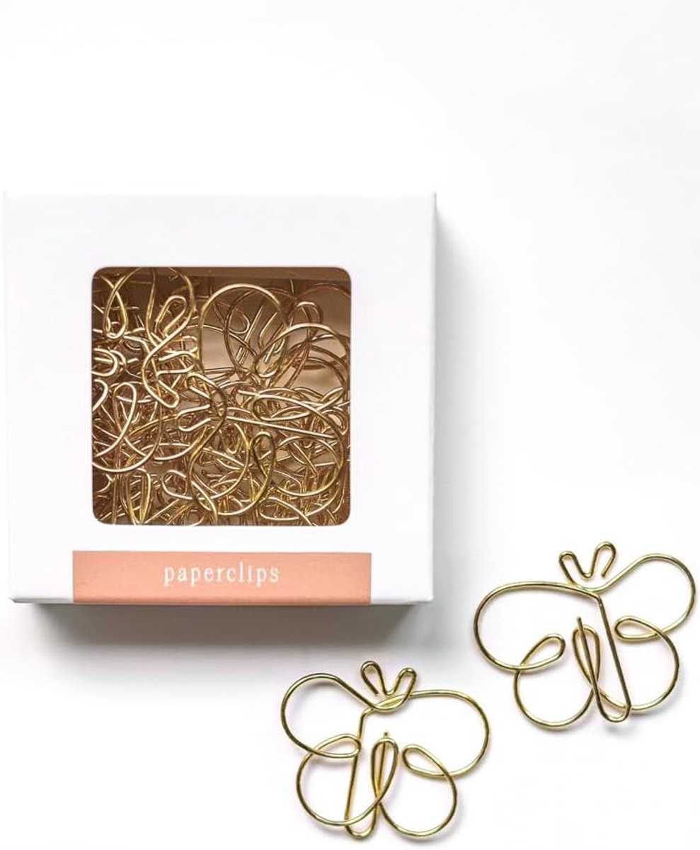 Paperclips vlinder - 20 stuks - goud - vrolijke decoratie voor je documenten - ShopVlot