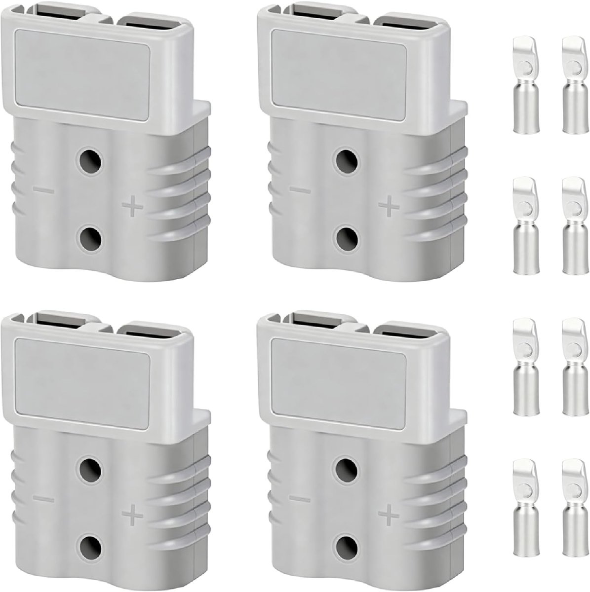 Anderson batterijplug 50A - set van 4 - 600V - koper zilver terminals - ideaal voor lithium accu's - ShopVlot