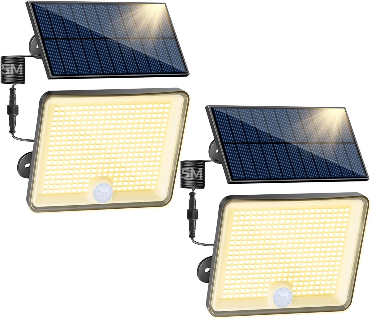 Solar lamp met bewegingssensor - 348 LED - IP65 waterdicht - helder licht tot 40 m² - ShopVlot