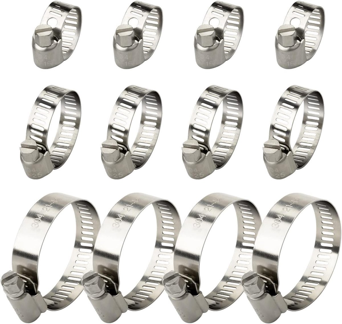 Hose clamps 12 stuks groot - verstelbare roestvrijstalen buisklemmen - voor het bevestigen van slangen - ShopVlot