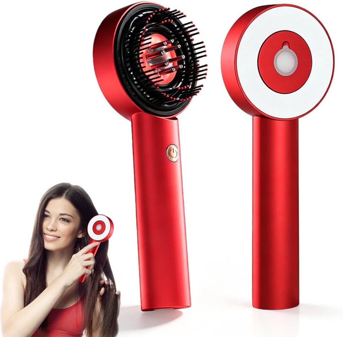Elektrisch hoofdmassageapparaat - 3-in-1 met haarolie-applicator - rood en blauw licht - ontspanning voor de hoofdhuid - ShopVlot