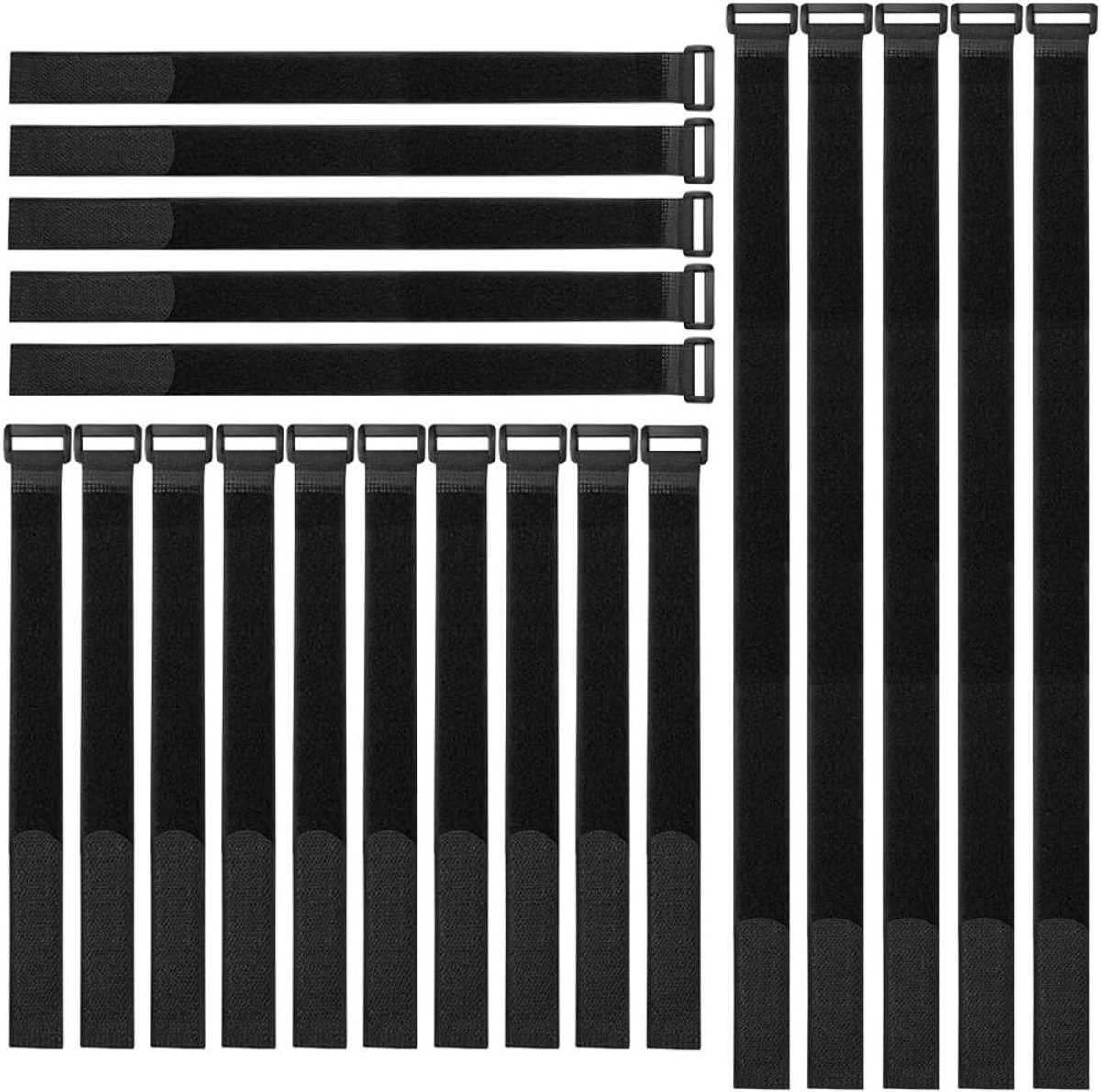 Kabelbinders set van 20 - Herbruikbare kabelstraps - Diverse lengtes 20cm, 30cm, 40cm - Ideaal voor kabelbeheer - ShopVlot