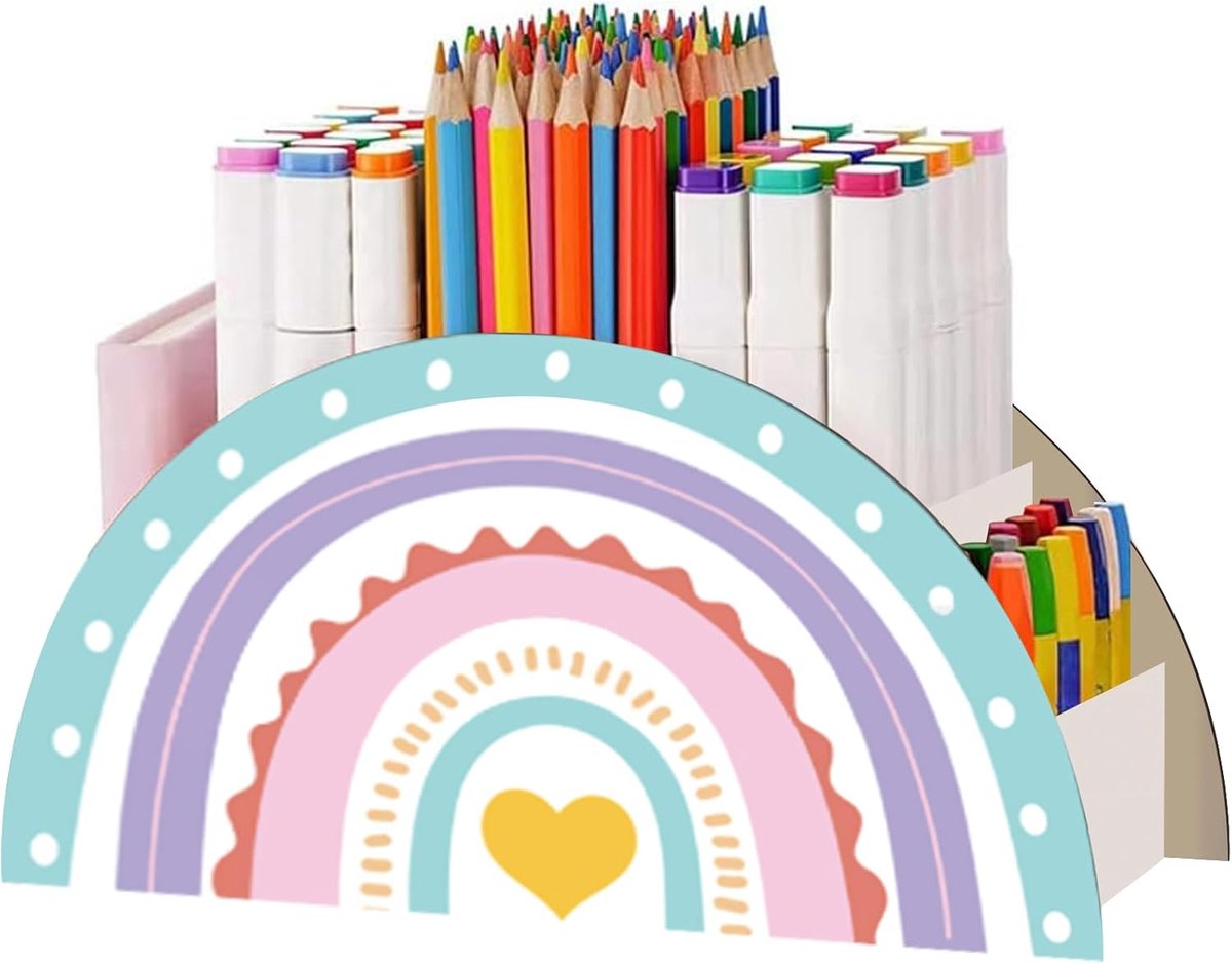Desk organiser - multifunctionele houten penhouder - kleurrijk design - creatief kantooraccessoire - ShopVlot