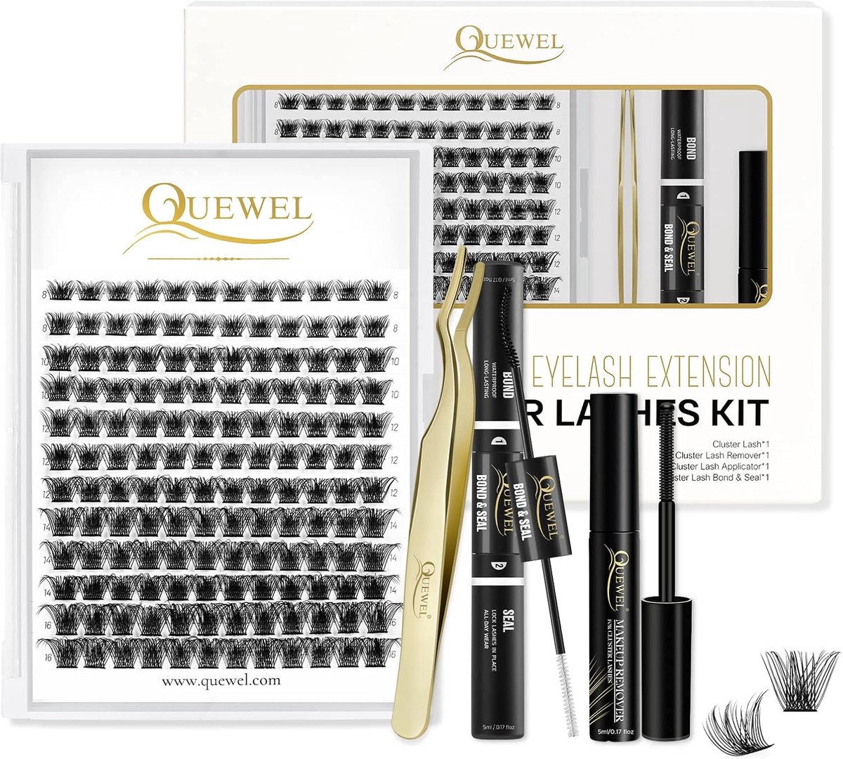 Wimperextensions DIY set - 144 clusters - Lange wimpers - Voor beginners thuis - ShopVlot