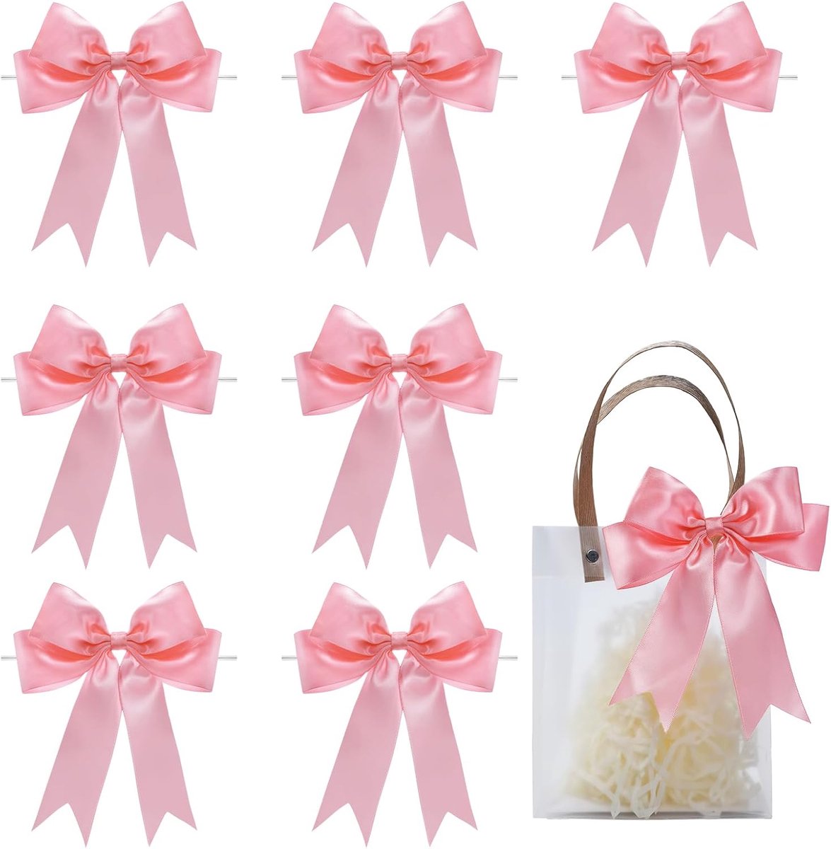 Geschenkstrikken 14 cm - Roze satijn - 24 stuks - Perfect voor feestelijke verpakkingen - ShopVlot