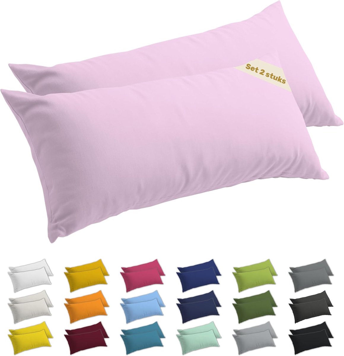 Zijslaper kussenset 40 x 145 cm - 100% katoen jersey - Oeko-Tex gecertificeerd - ideaal voor allergieën - SnelShoppen