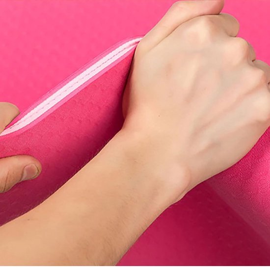 Yoga Mat - Oefenmat Pilates - Fitness Thuis - Antislip Dubbele Kleur - 183x61cm 6mm - Geel — afbeelding 4