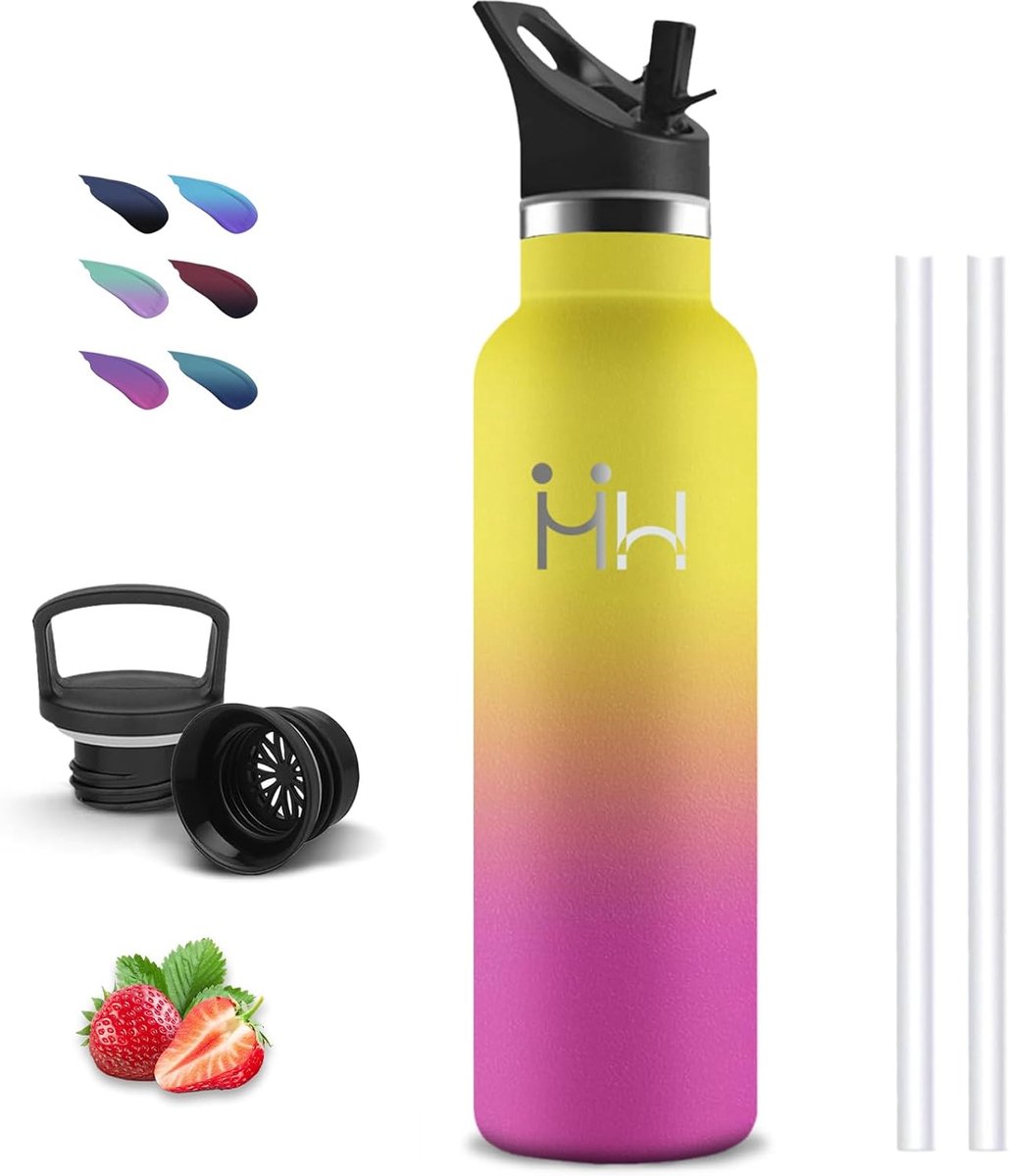 Thermosfles 1 Liter - RVS met rietje - Lekvrij - Houdt drinken tot 12 uur warm en 24 uur koud - SnelShoppen