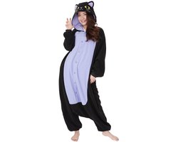 Spooky Kat Onesie Pak Kostuum Outfit Huispak Jumpsuit Verkleedpak - Premium Verkleedkleding - Halloween & Carnaval - SAZAC - Kinderen & Volwassenen - Maat Onesize voor Lichaamslengte (155-182 cm)
