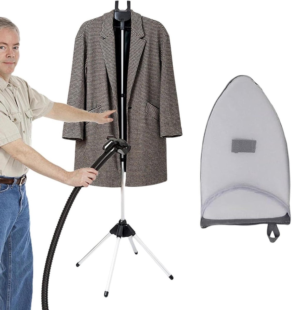 Kledingstomerrek - Stoomrek Hanger - Kleding Stomen - Opvouwbaar Ontwerp - 160 cm - Zwart