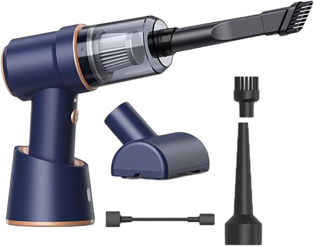 Draagbare Autostofzuiger - Handstofzuiger Auto - Auto Interieur Reinigen - 120W Sterke Zuigkracht - 500g - Blauw