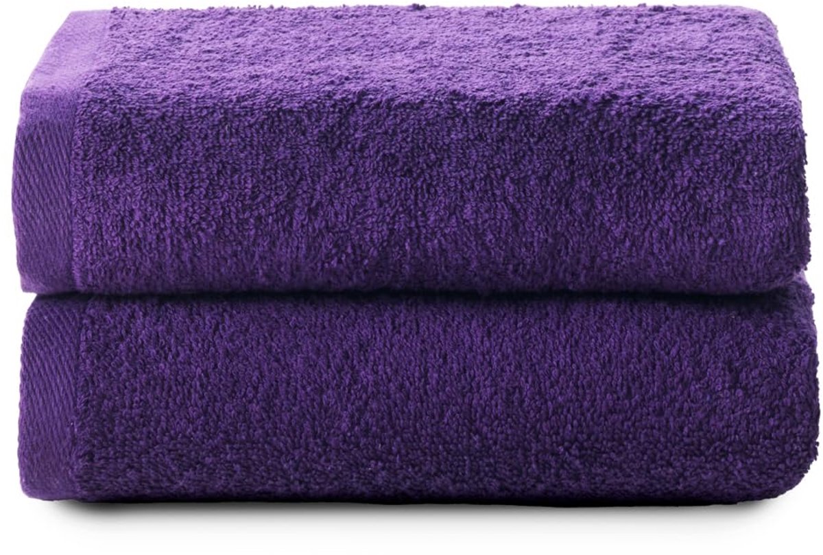 Top Towel Plus - grote badhanddoeken - 2 handdoeken of wastafels, 50 x 100 cm, 100% katoen, violet - ShopVlot