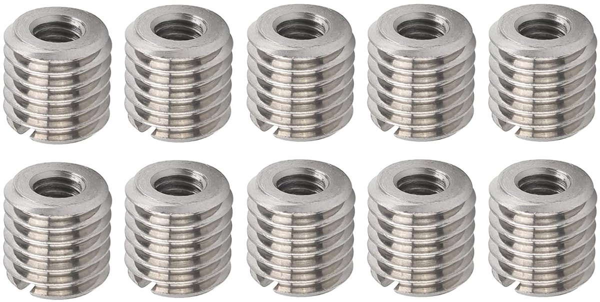 10 Stuks Schroefdraadhulzen, Reparatie-inzetmoer met Schroefdraad, Reduceermoeren M6x1.0mm Vrouwelijk Naar M12x1.75mm Mannelijk Schroefdraad Inzetstuk Reduceermoer