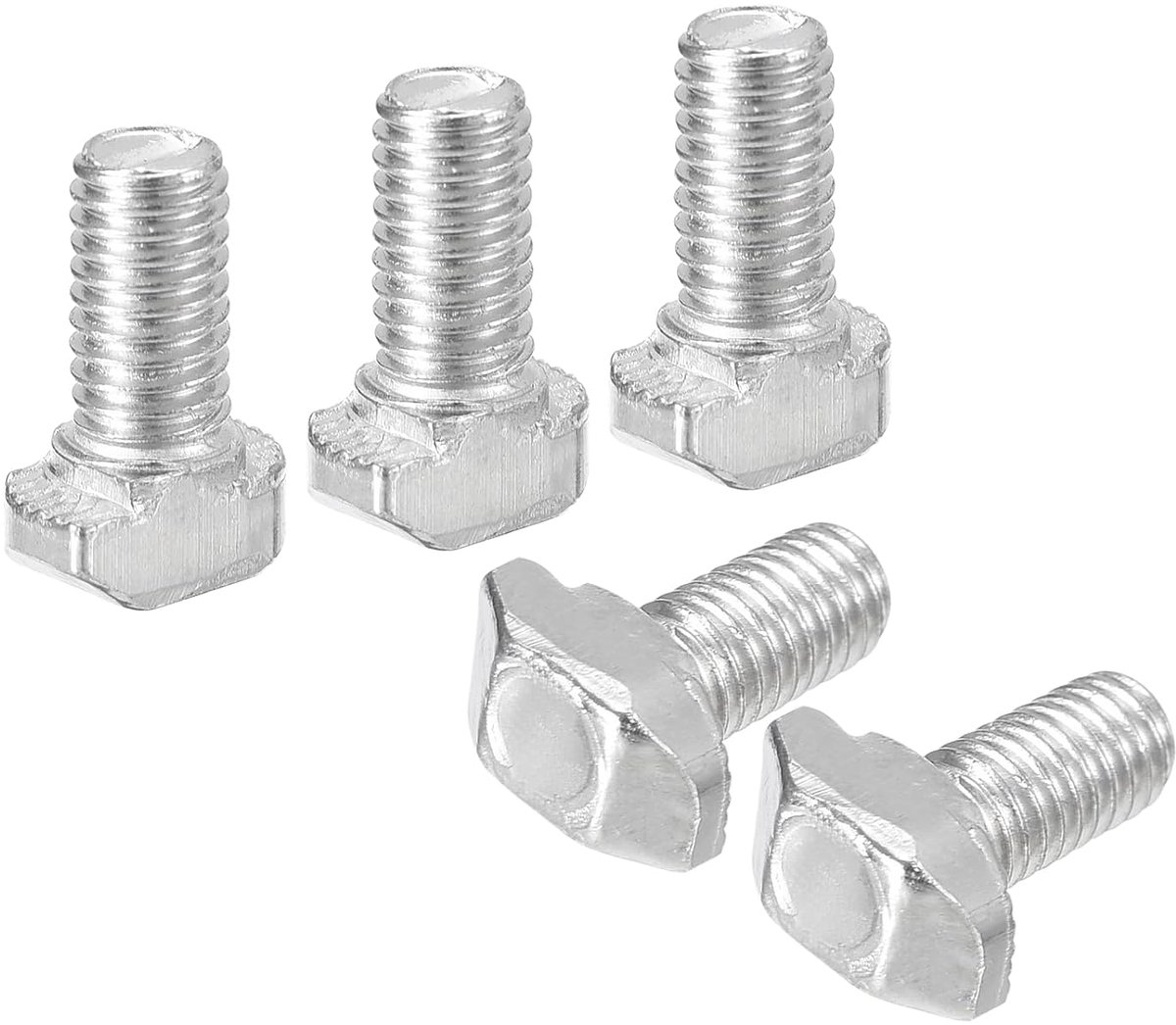30 stuks T-sleufbouten, M5 x 10 mm hamerkopschroef T-schroef voor aluminium profiel uit de serie 2020, koolstofstaal vernikkeld, zilver