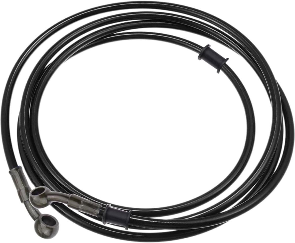 Remslang voor motorfiets, 130 cm, 28 graden, versterkte hydraulische remolieslang, motorcross, remkoppeling, olieslang, staal, remleiding, remkoppeling, olieleiding, zwart