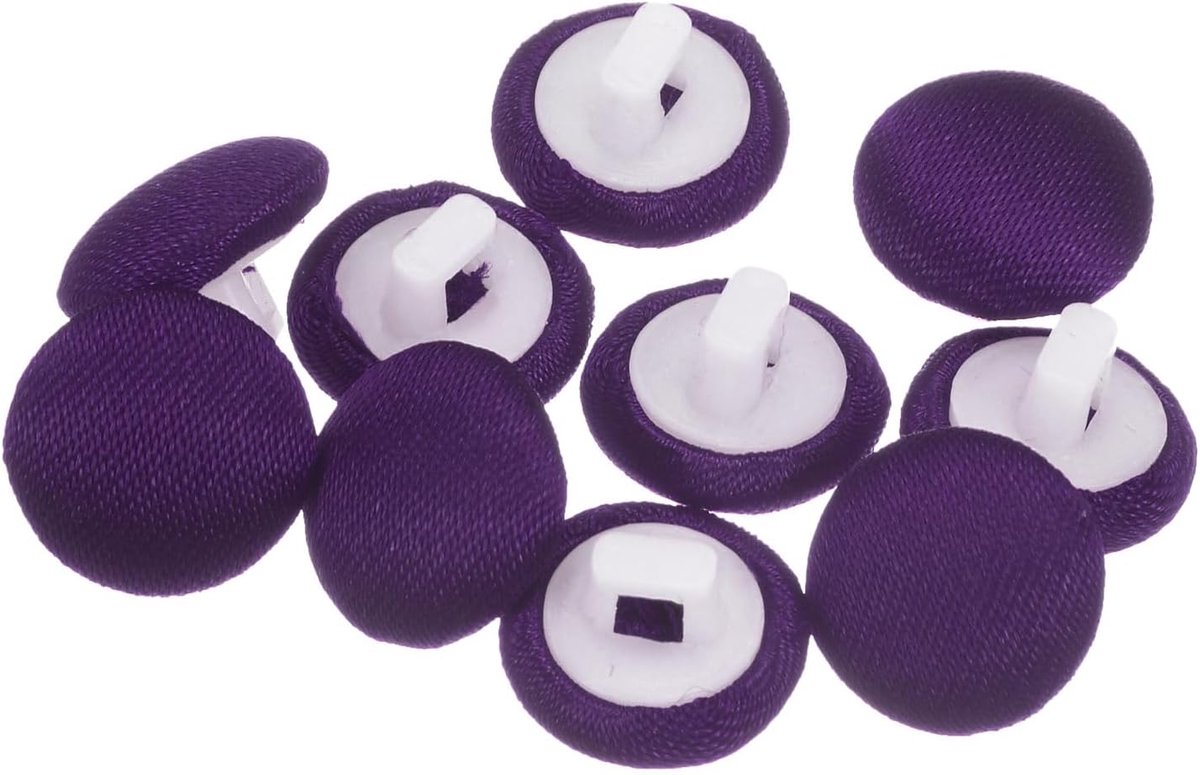 Knopen bekleed met stof, 10 mm, ronde kunststof knopen voor jurken, blouses, paars