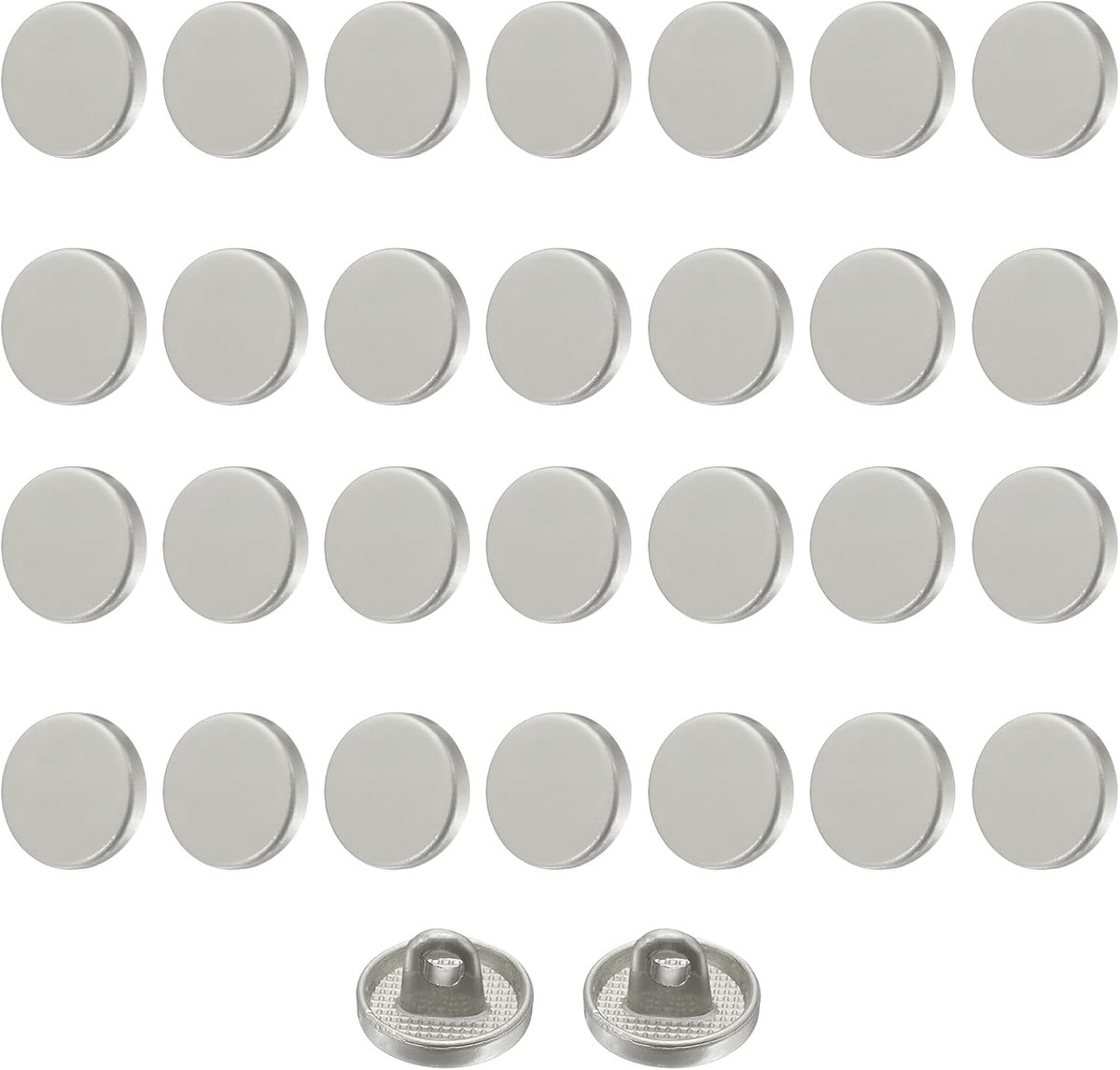 Knopen, 10 mm, metaal, platte buttons om aan te naaien, ronde knutselknopen voor kleding, broeken, mantels, jassen, blazer, hemd, pakken, decoreren handwerk, zelf maken, grijs