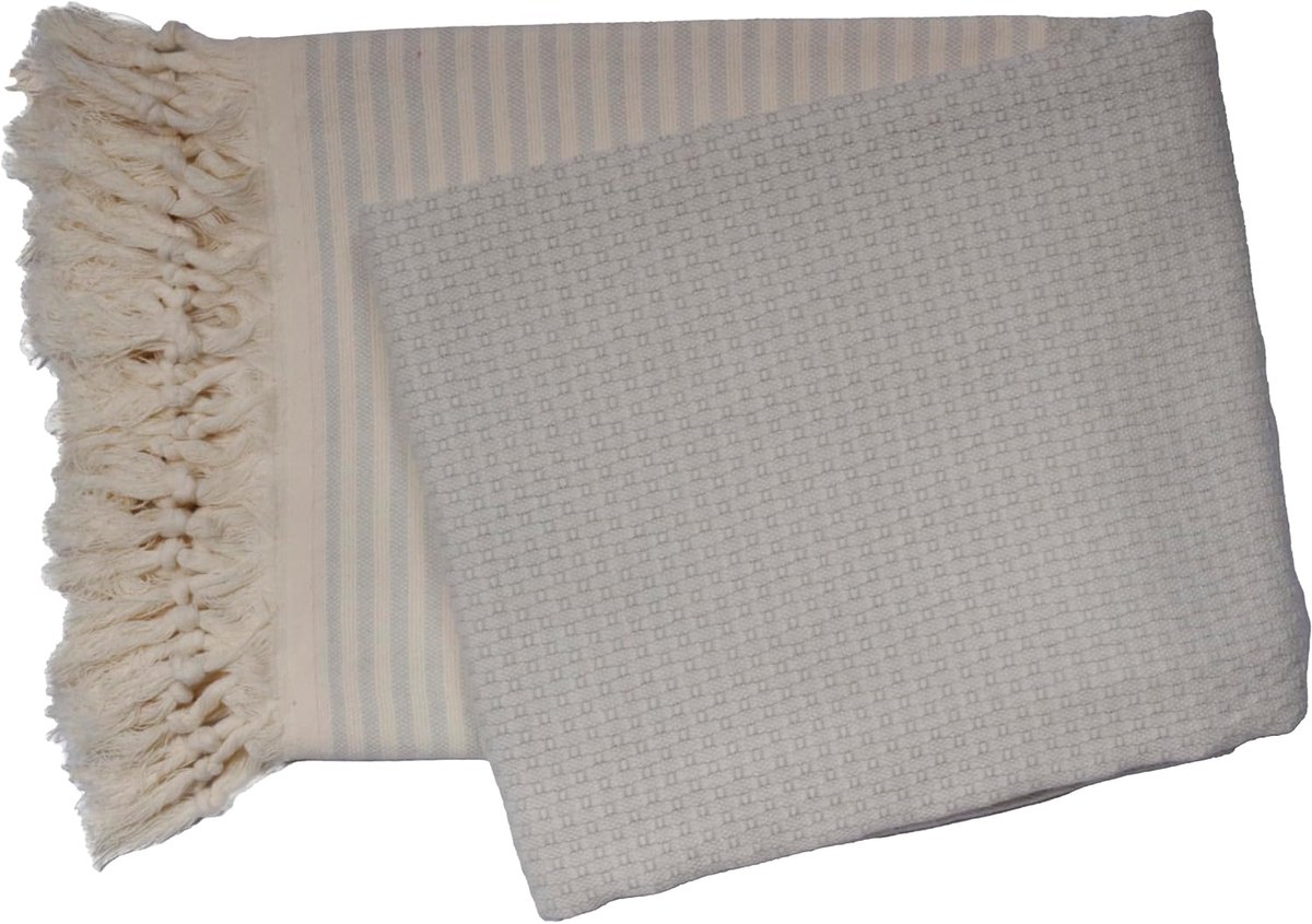 Hammam handdoek 100 x 200 cm - lichtgrijs - 100% katoen - snel drogend voor sauna en strand - SnelShoppen