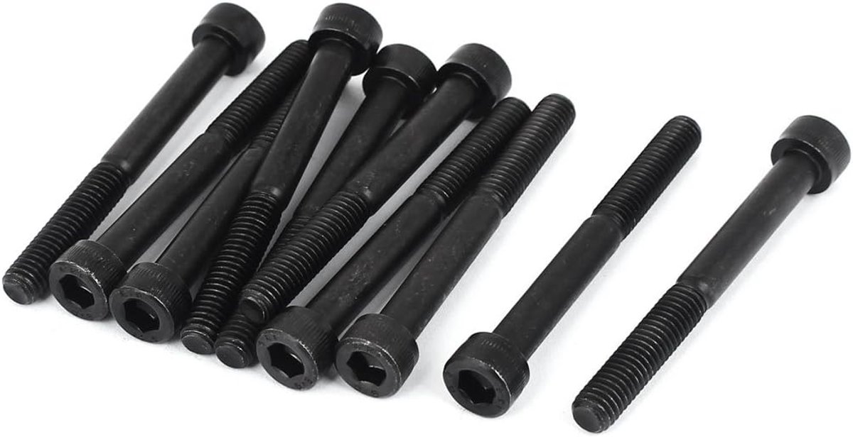 Sourcingmap 10 Stks M6 x 55mm 25mm Lange Gedeeltelijk Schroefdraad Cap Point Hex Socket Schroeven Bouten