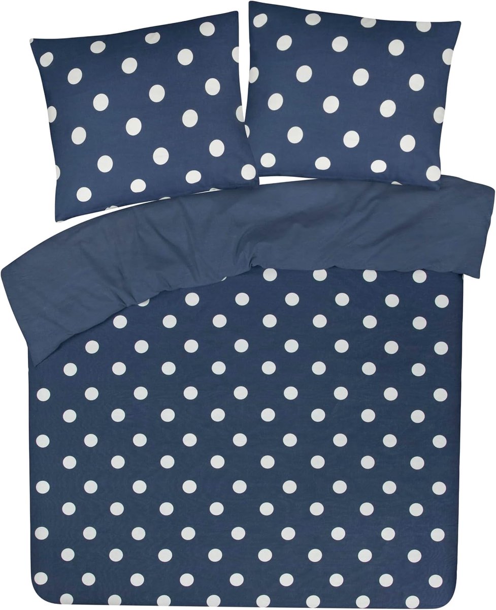 Dekbedovertrek 140x200 cm - 100% katoen - stip blauw - heerlijk zacht en ademend - SnelShoppen
