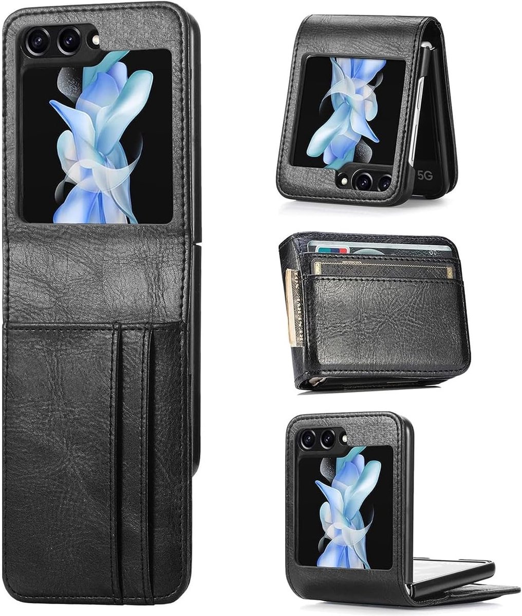 Flip Cover voor Samsung Galaxy Z Flip 5 5G Case, Flipstyle beschermhoes voor Galaxy Z Flip 5 Hoes Tas verticaal inklapbare telefoonhoes, zwart