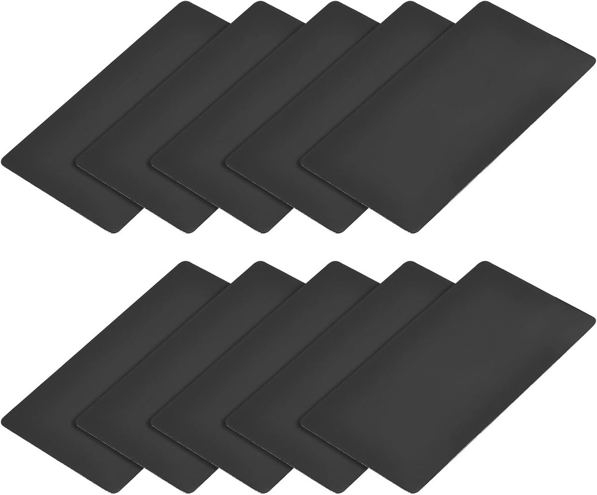 Lege metalen kaart (80 mm x 40 mm x 0,3 mm) 50 stuks geschilderd aluminium naamplaatje - voor huis interieur knutselen signaal uitgum zwart