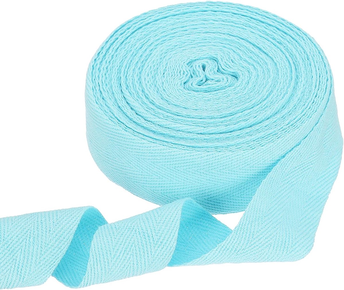 Katoenen band, lichtblauw, 30 mm x 10 m, visgraatpatroon, biaisband, keperband, dun weefsel om te naaien, accessoires voor knutselwerk, doe-het-zelf, geschenkverpakking, kleding