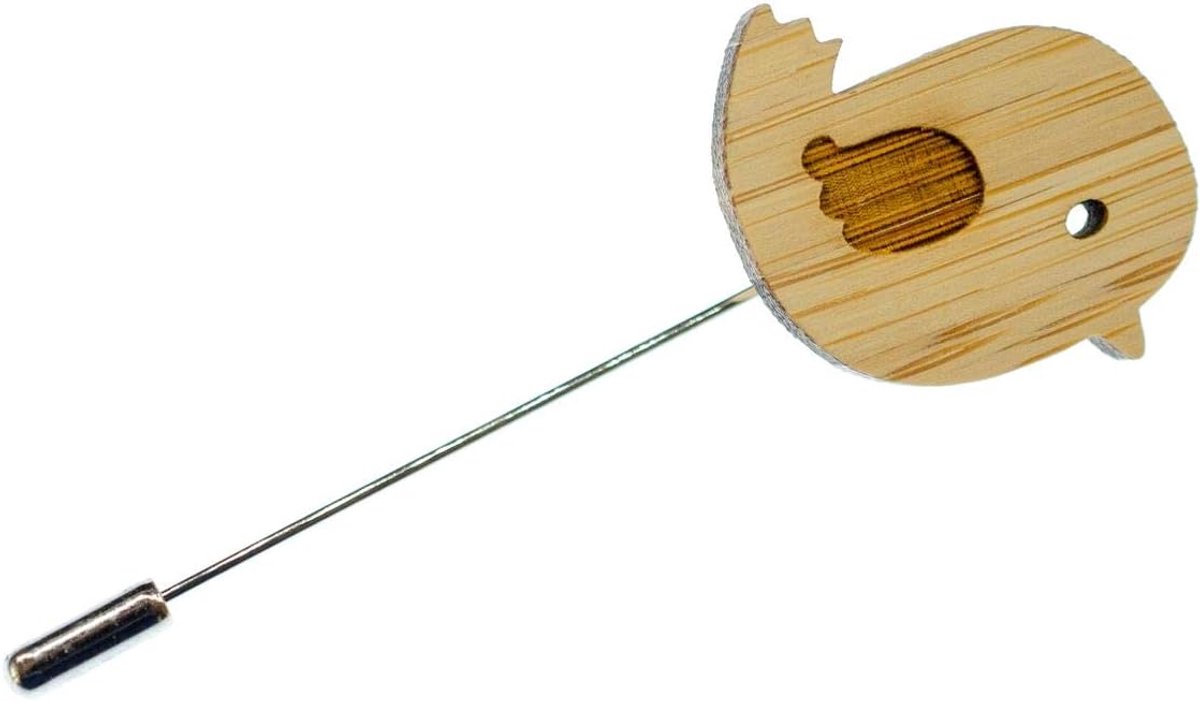 Vogel Broche Pin Badge Knop Tie Merel Mus Zangvogel Hout Bos Bruin, 30mm, Metaal, Zilver, niet bekend