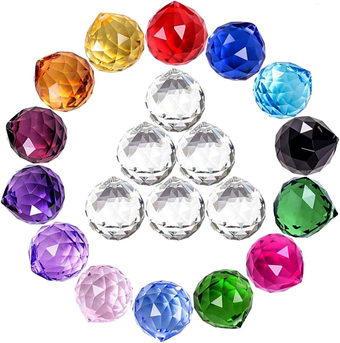 20 stuks kristallen bol 20 mm prisma zon glans vanger regenboog hangers maker, hangende kristallen prisma's voor ramen, voor Feng Shui, voor cadeau (veelkleurig)