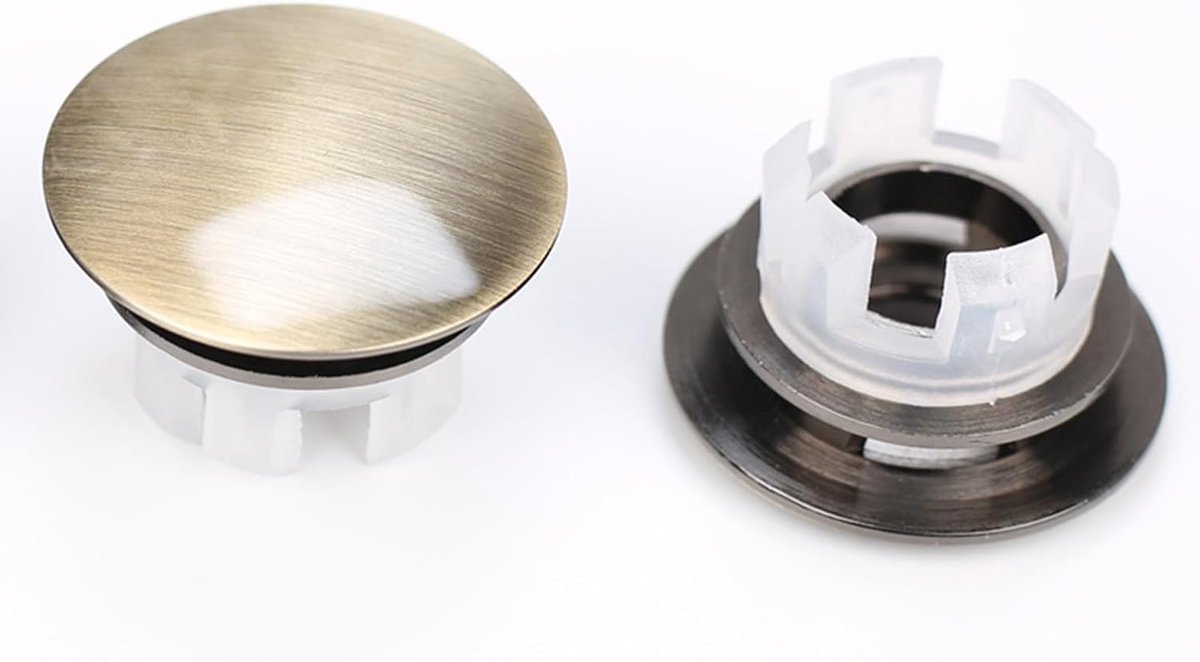 Messing gootsteenoverloophoes, dubbellaags koperen massieve ringinzetstuk in gat ronde doppen voor thuis, winkelcentrum, keuken, badkamer (patina brons)