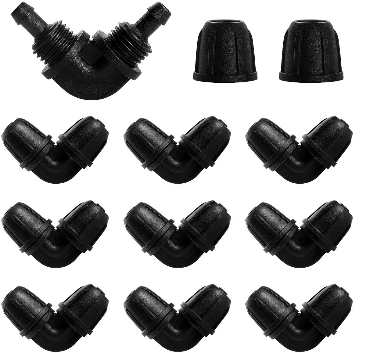 10 Stuks 4/7 mm Druppelirrigatiefittingen, Elleboogtuinslangconnector met Prikkeldraad, Irrigatieconnector, Druppelbuisweerhaakconnector, voor Tuin, Gazon